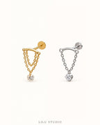 kædeørering flatback piercing med zirkon