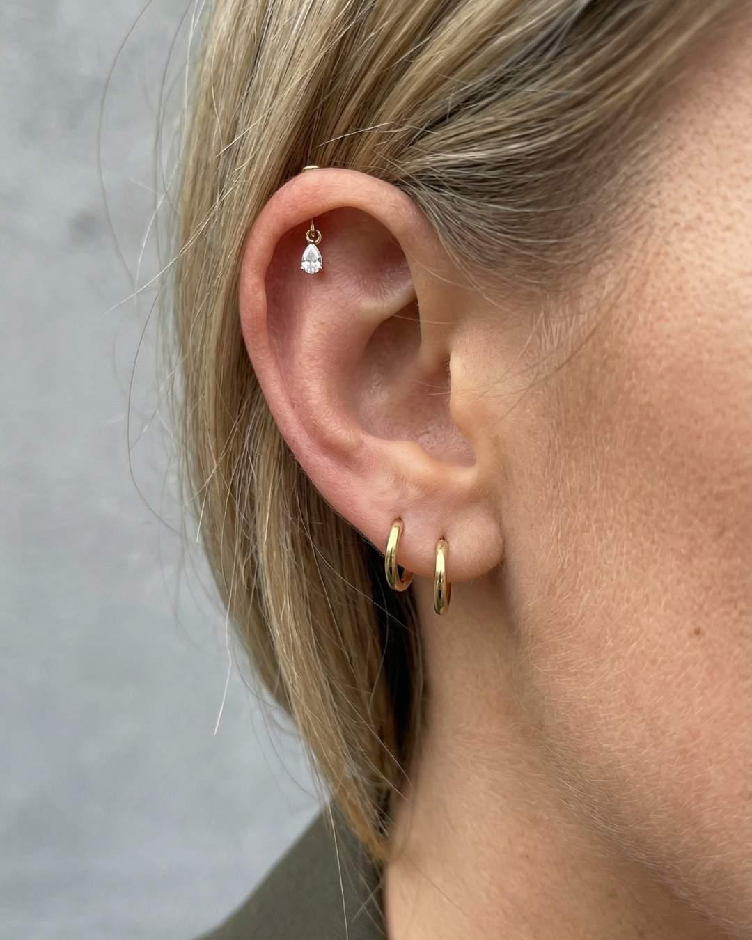 Piercing øreringe flatback helix drop — Rain drop