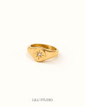 Ring signet med zirkon forgyldt — Romy