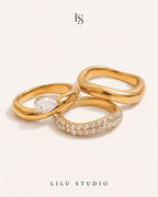Ringsæt 3 stacking ringe forgyldte — Vesper