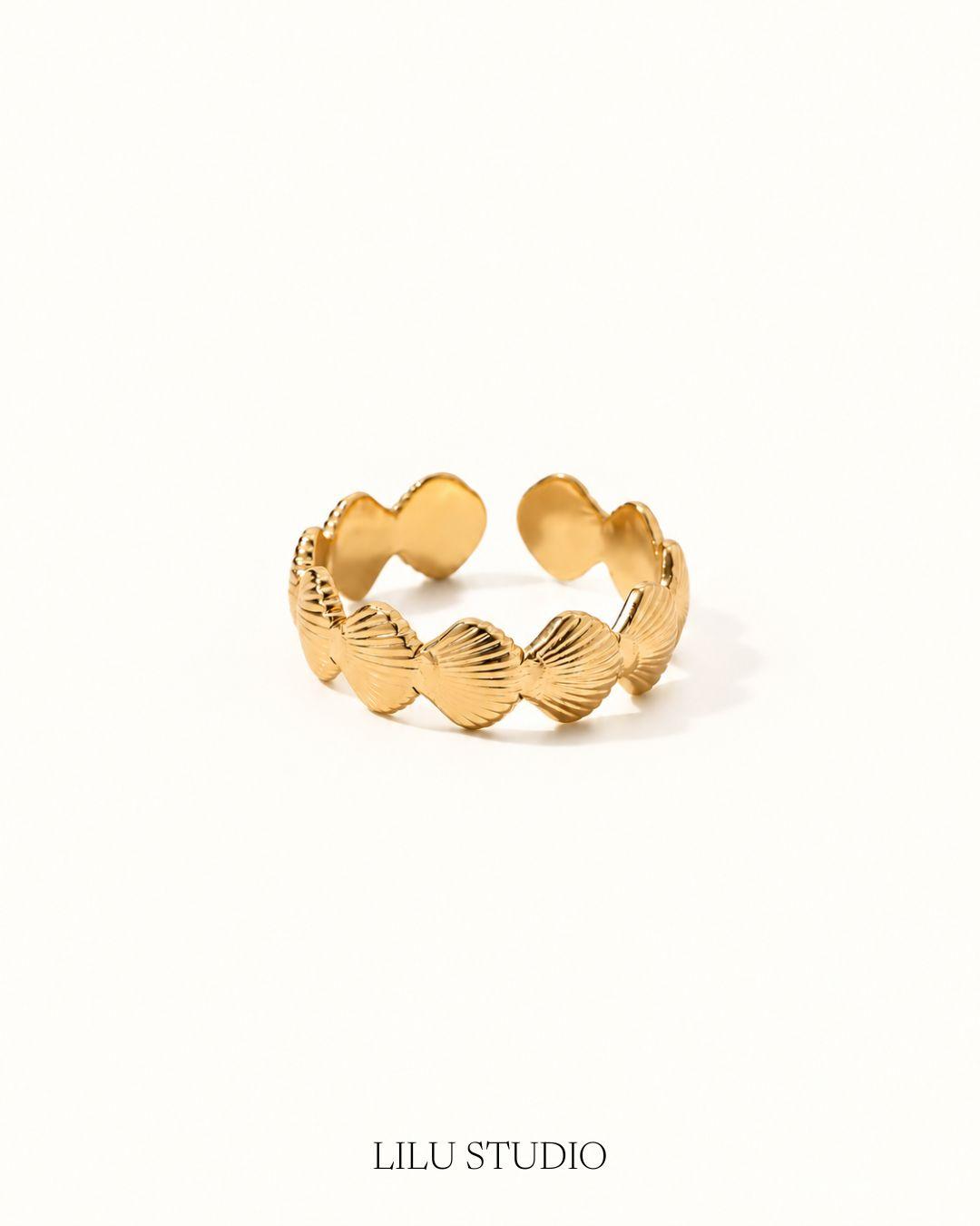 Ring muslingeskal forgyldt — Greta