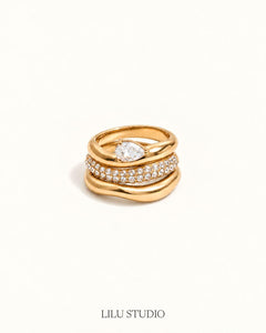 Ringsæt 3 stacking ringe forgyldte — Vesper