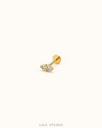 Toya dobbelt zircon mini petit piercing med flat back