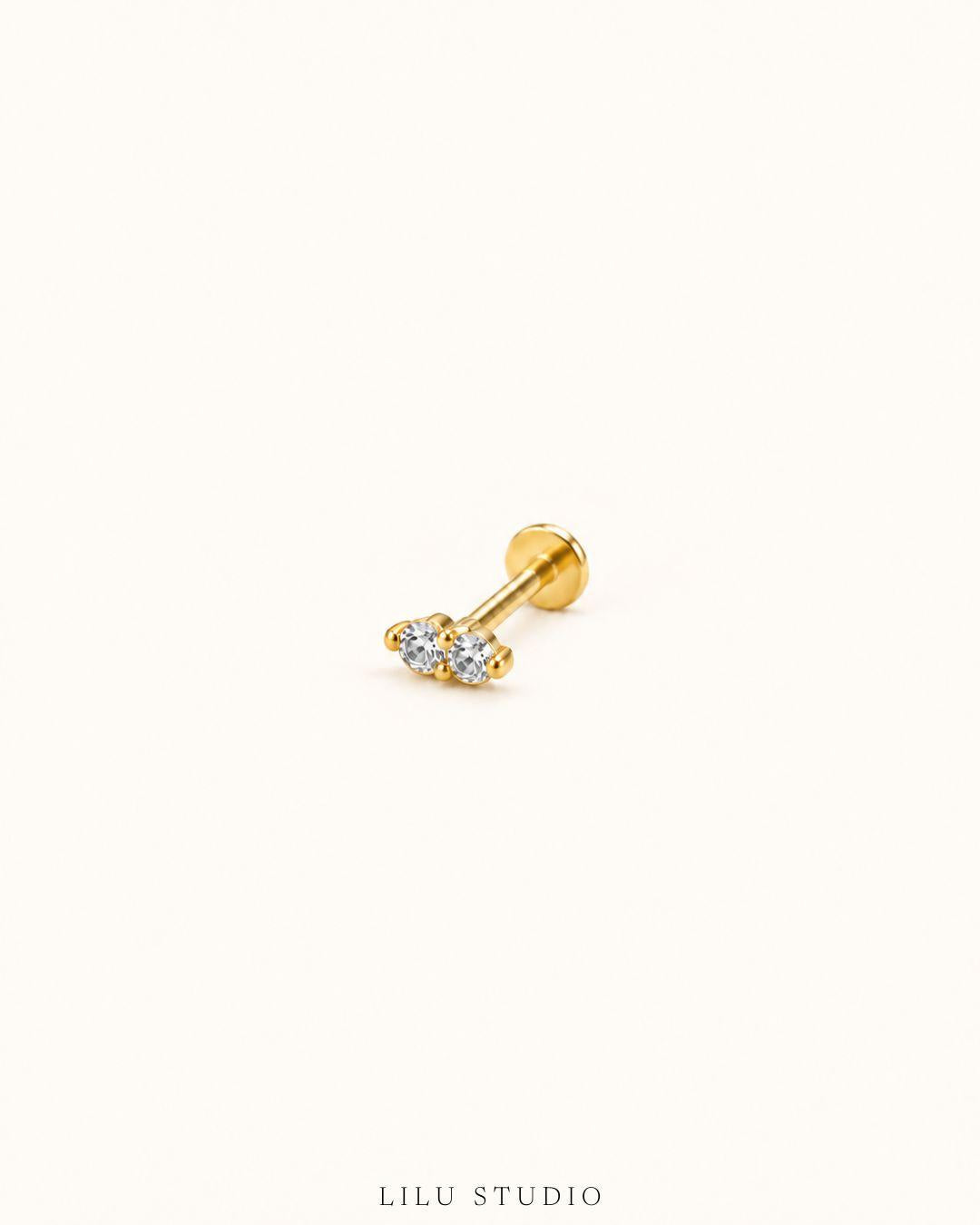 Toya dobbelt zircon mini petit piercing med flat back