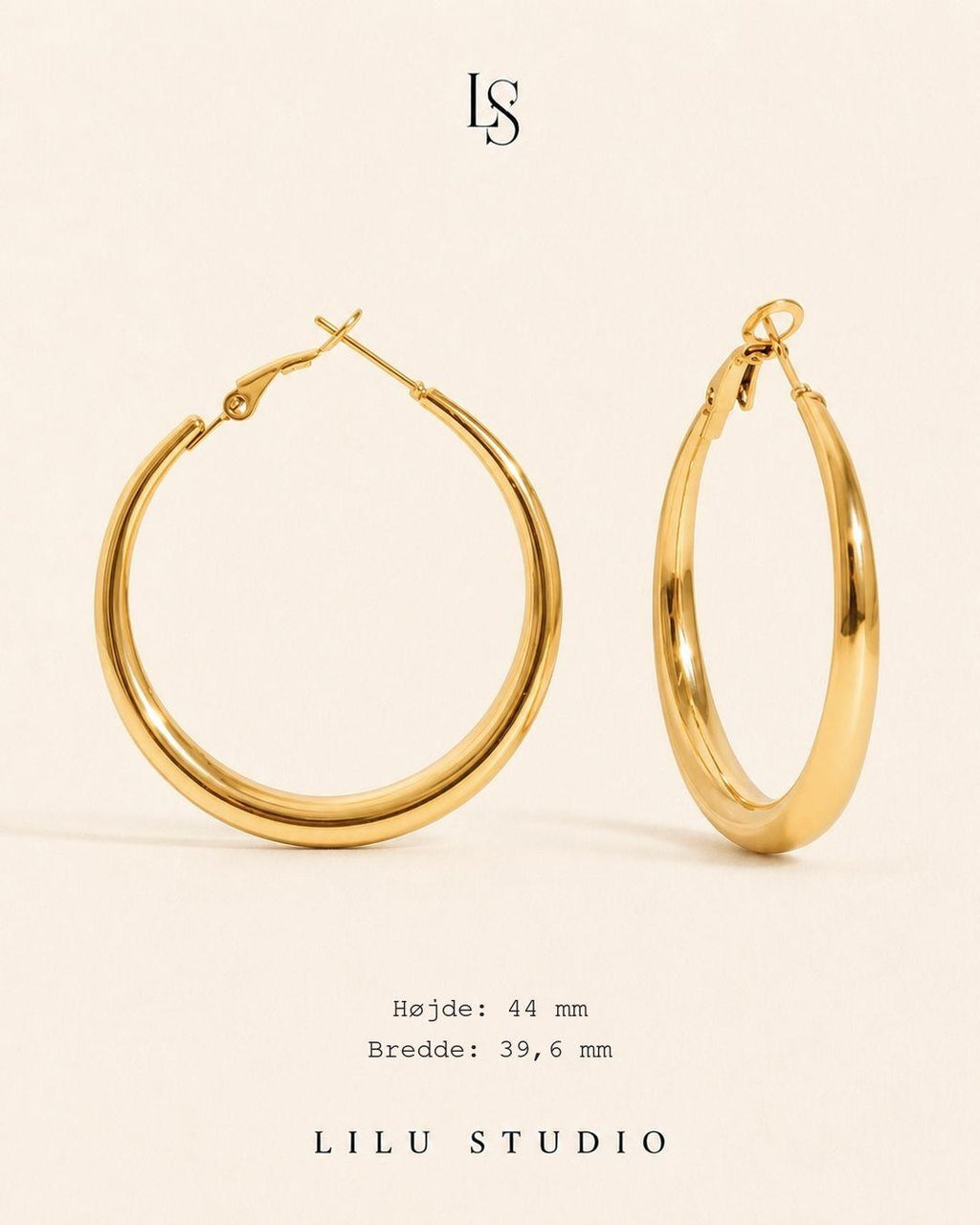 Øreringe store  hoops forgyldte — Nadia