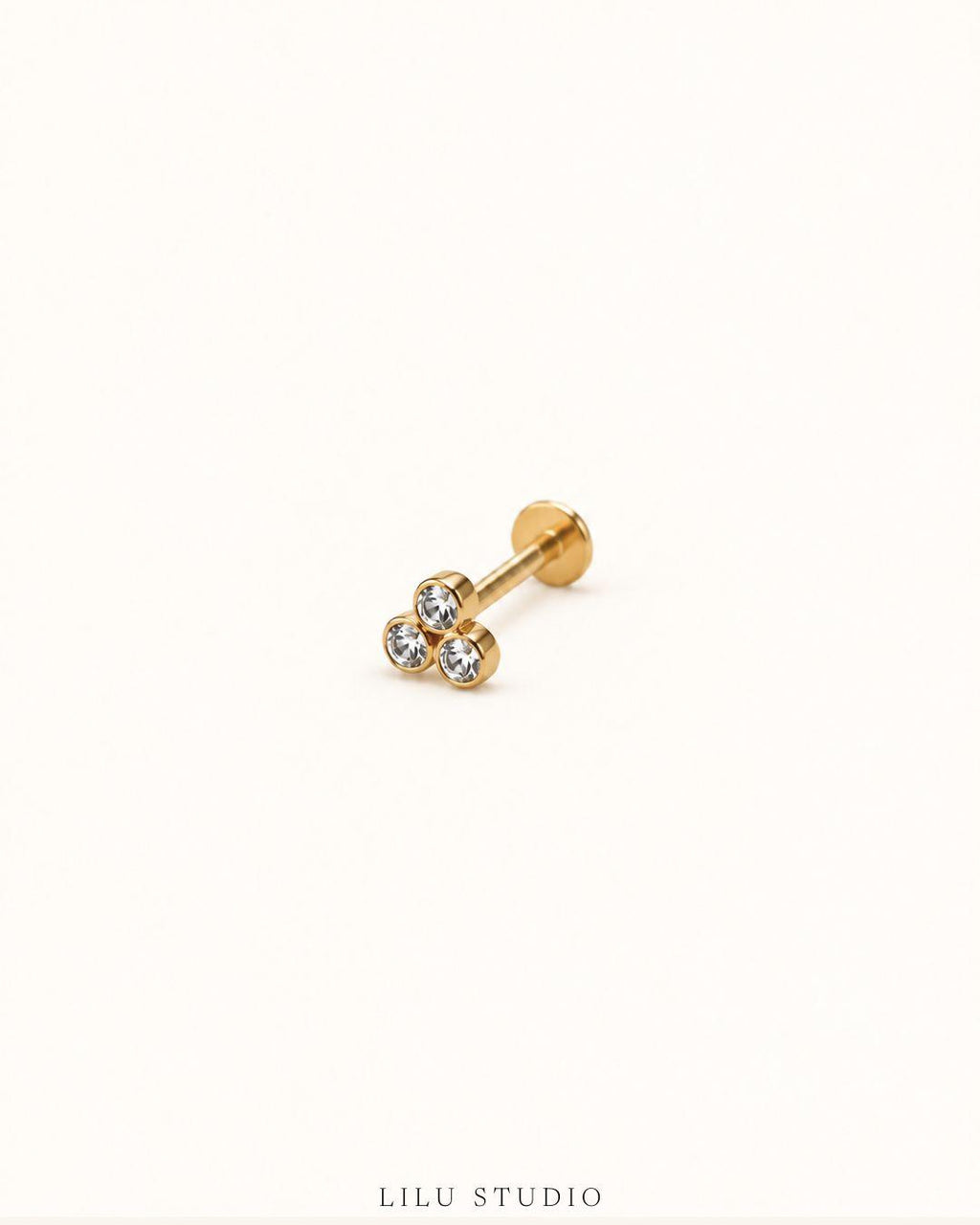 Piercing ørering flatback med 3 zirkoner  — Noa