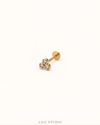 Piercing ørering flatback med 3 zirkoner  — Noa