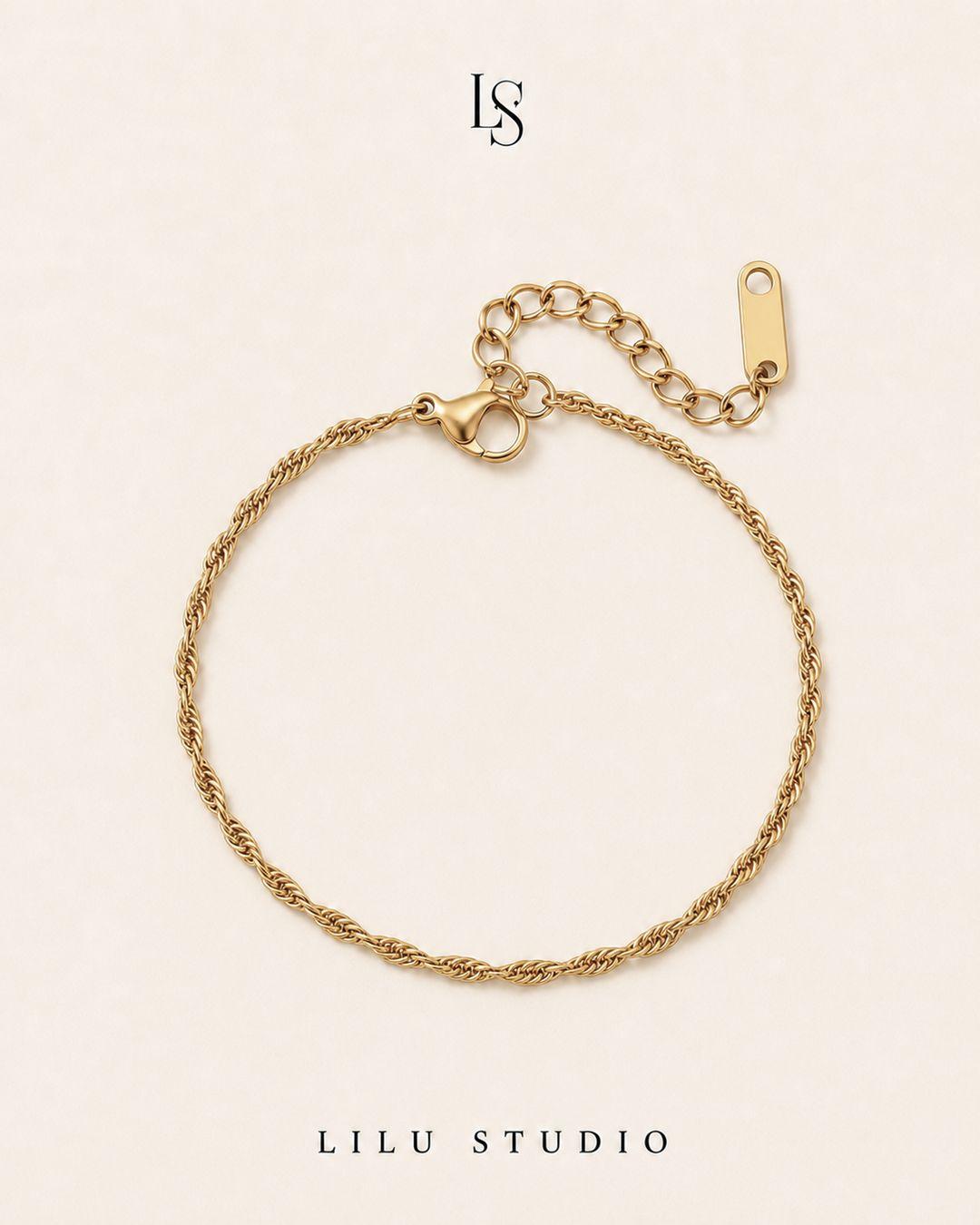 Armbånd tynd rope chain-kæde forgyldt — Ronja