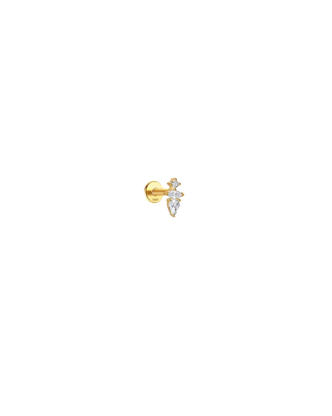 Evy guldbelagt piercing ørering med flatback – Lilu Studio