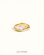 Ringsæt 3 stacking ringe forgyldte — Vesper – ring med dråbesten