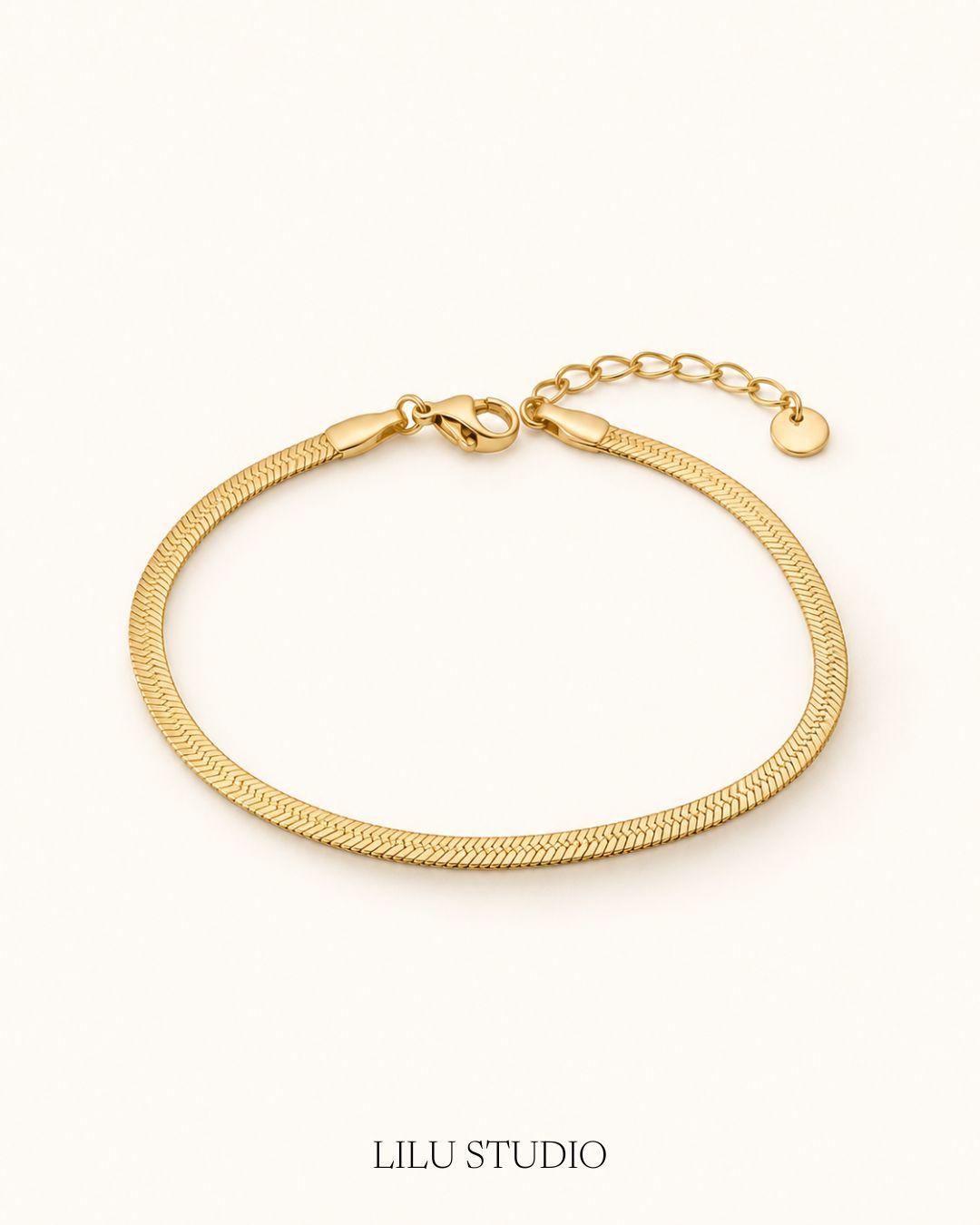 Serena forgyldt flad snake-armbånd
