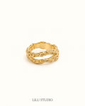 Ring dobbelt hamret molten forgyldt — Runa Double