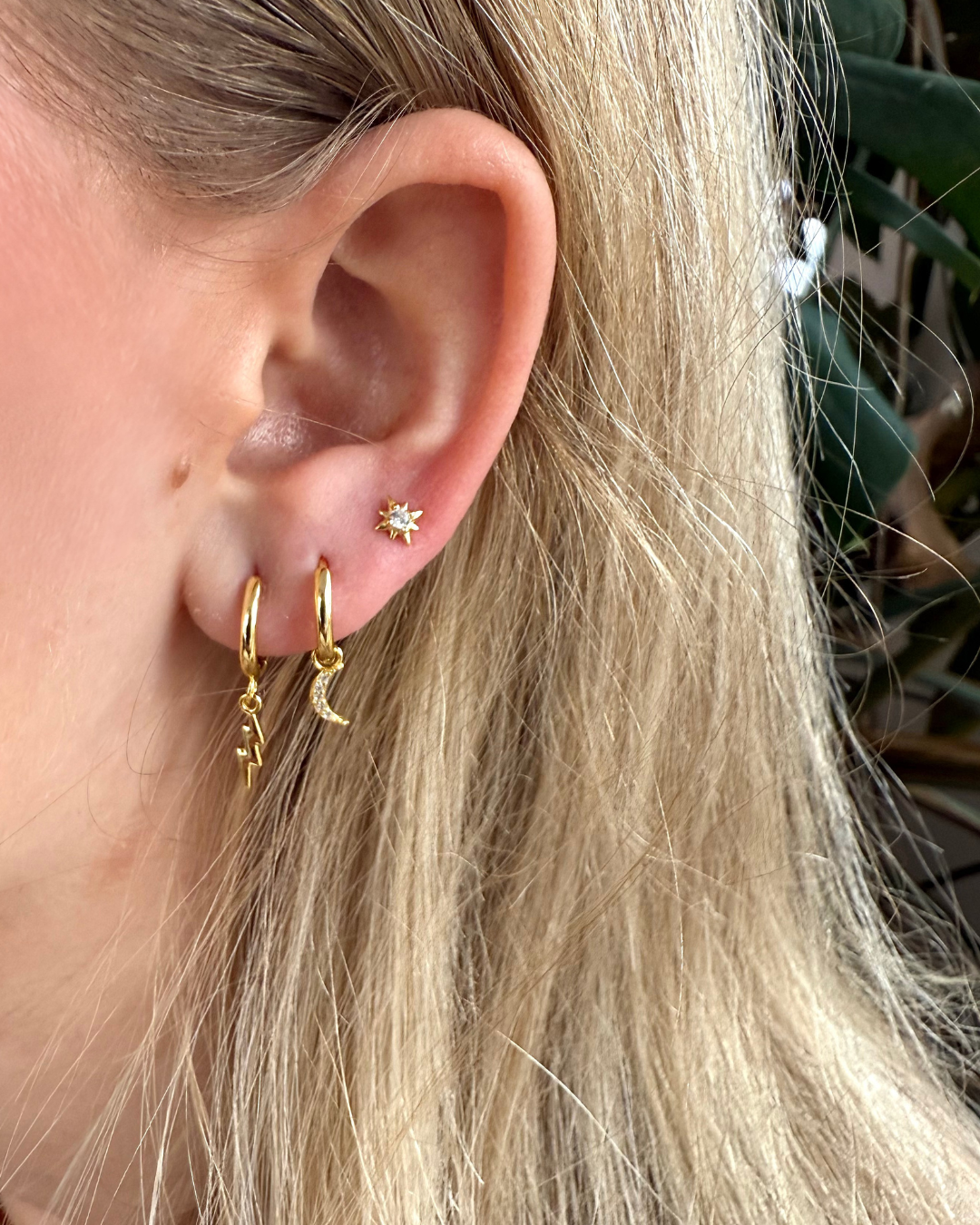 lyn måne stjerne øreringe