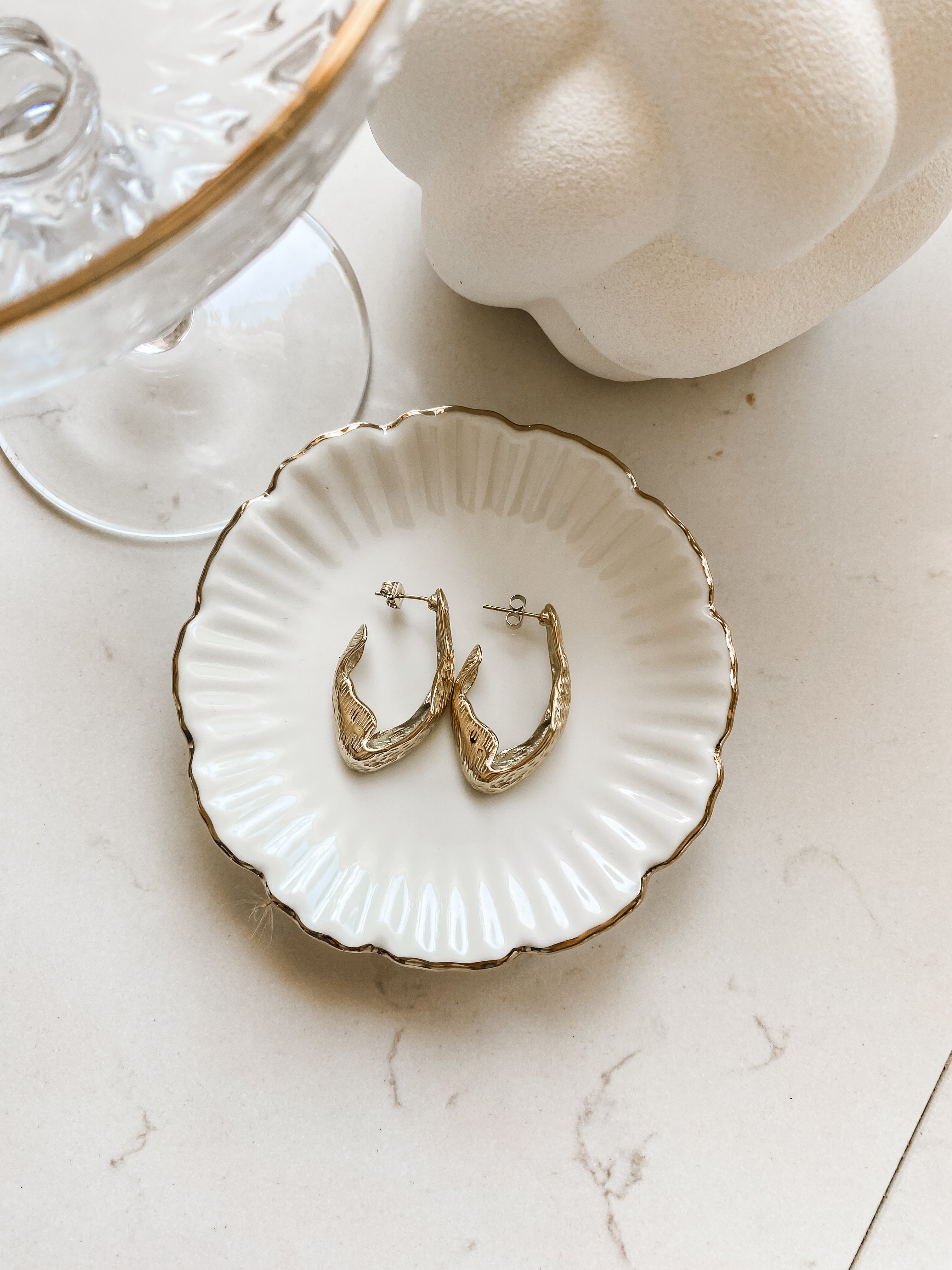 Marlene Vintage Guld Øreringe - Forgyldte Hoop Drop Øreringe