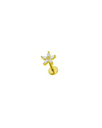 blomster flatback piercing push pin luk guld