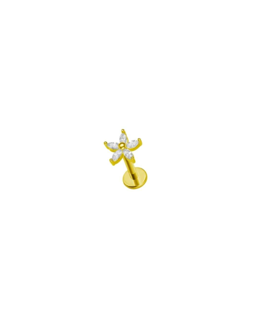 blomster flatback piercing push pin luk guld