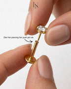blomster flatback piercing push pin luk guld