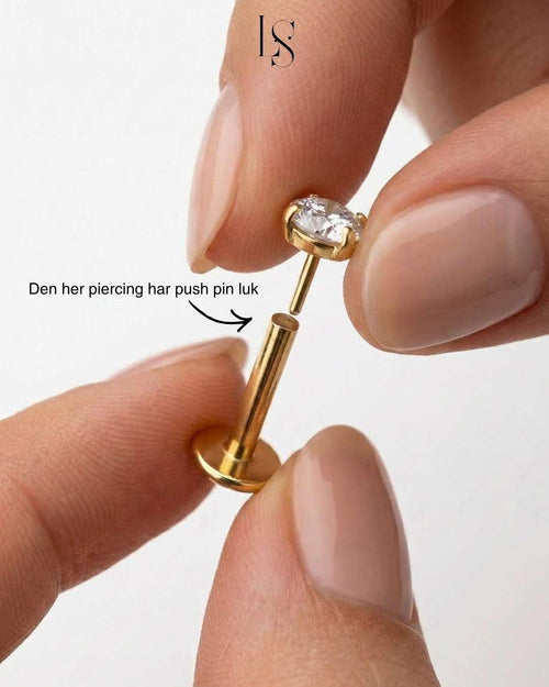 blomster flatback piercing push pin luk guld
