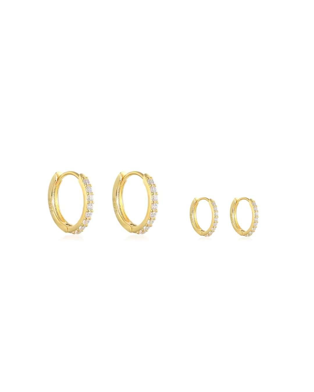 guldbelagte mini hoops med zirkoner 6 og 9 mm