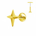 Piercing Push pin - Sigrid kompas-stjerne med flat back