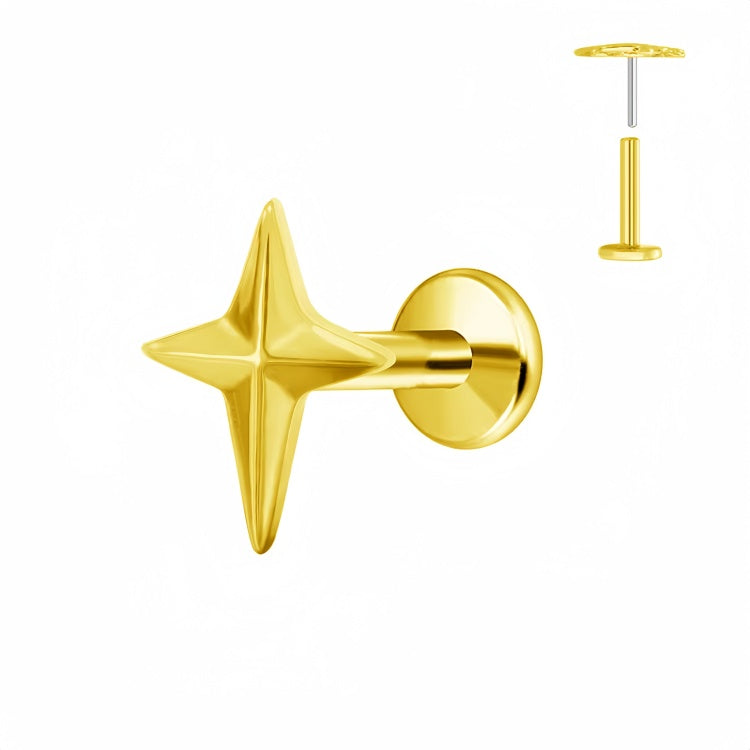 Piercing Push pin - Sigrid kompas-stjerne med flat back