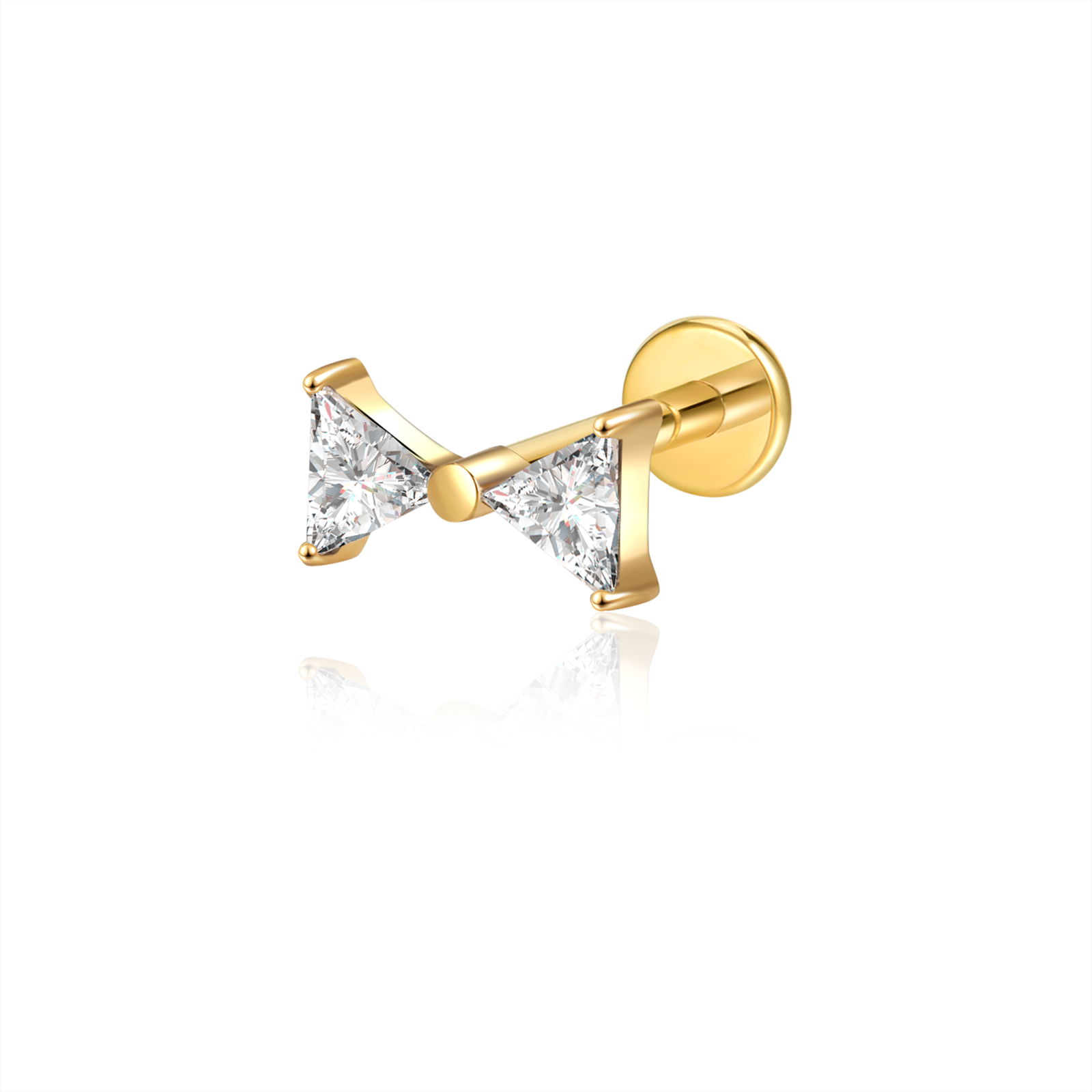 Mira dobbelttrekant-piercing med flat back i guld