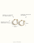 Forgyldte Hoops med hvid emalje øreringe