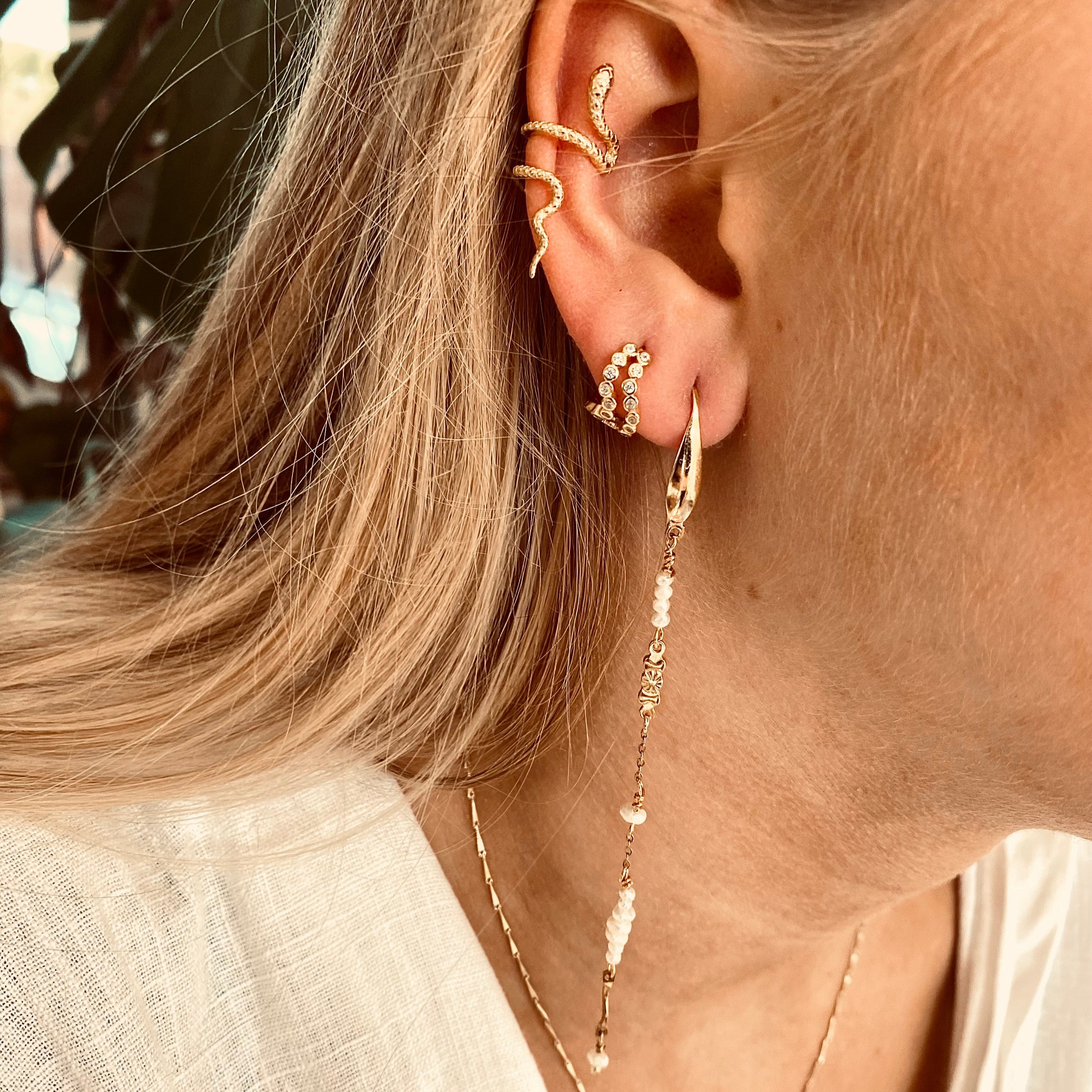 Kaia Lang ørering med perler