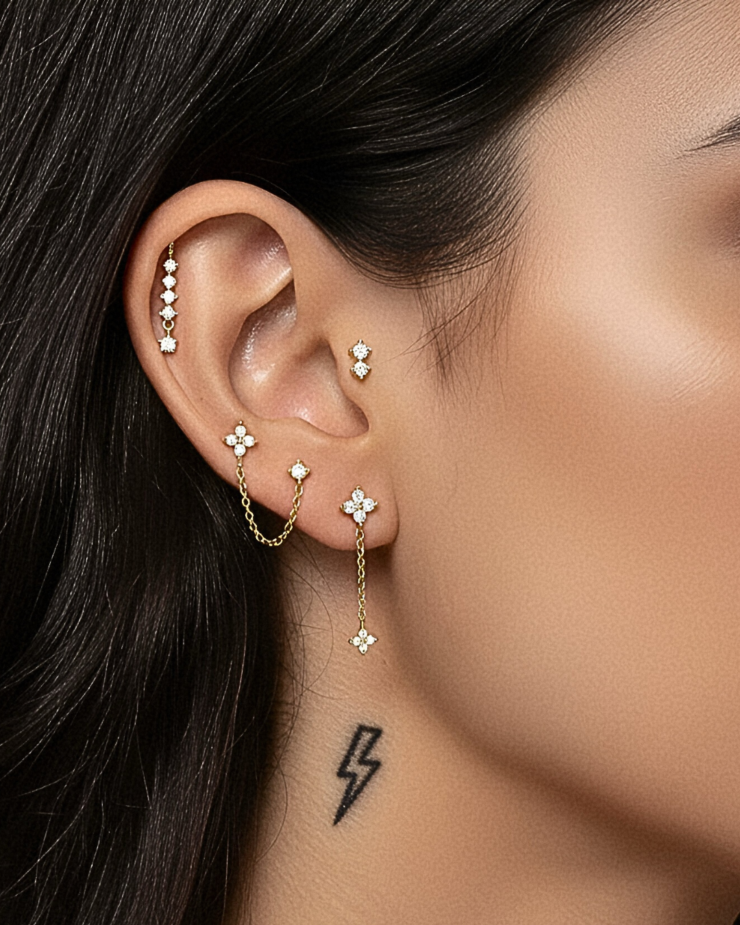 øreringesæt til flere huller i ørerne