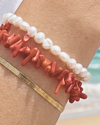 armbånd koralsten, flat snake, ferskvandsperler