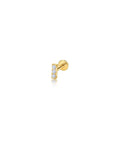 lux flatback ørering piercing bar med tre zirkoner guld
