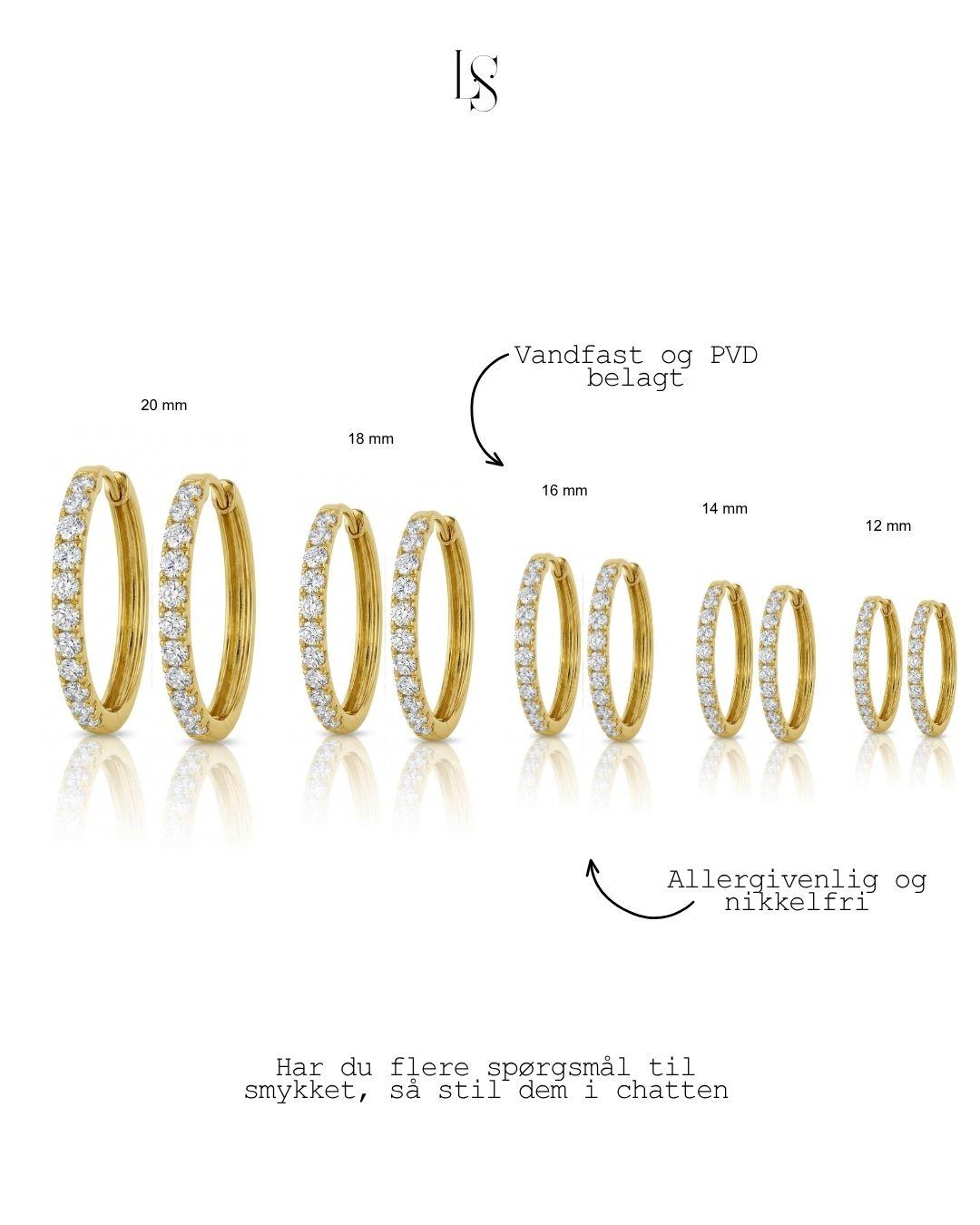 vandfaste guld krystal hoops