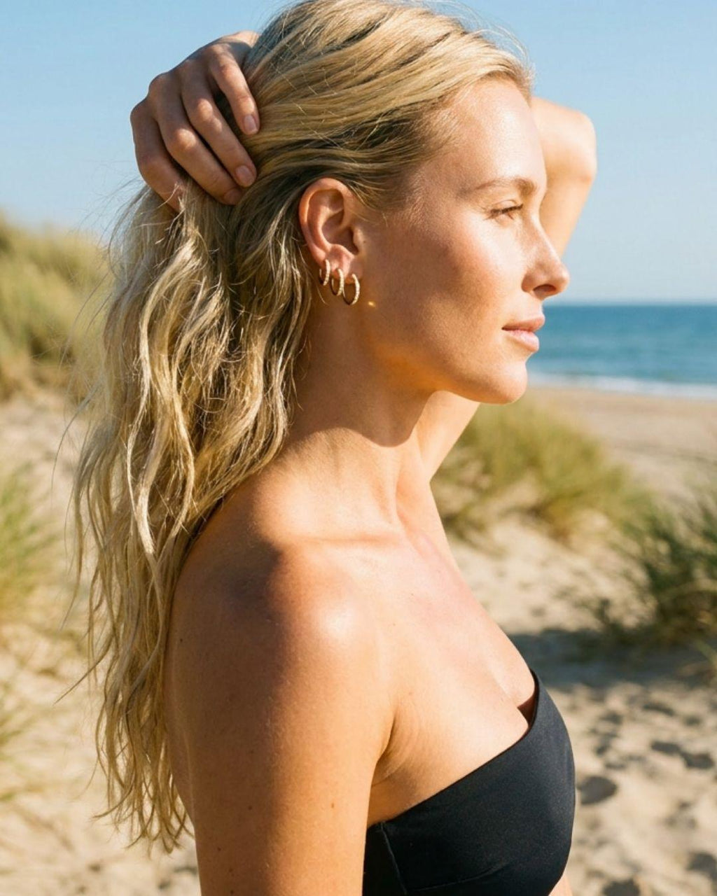 maya guld hoops med zirkoner vandfaste