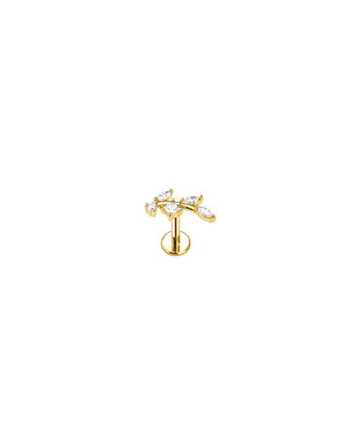 piercing med små blade flatback og push pin luk