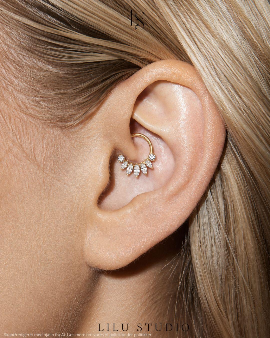 daith næse piercing ring clicker med zirkoner