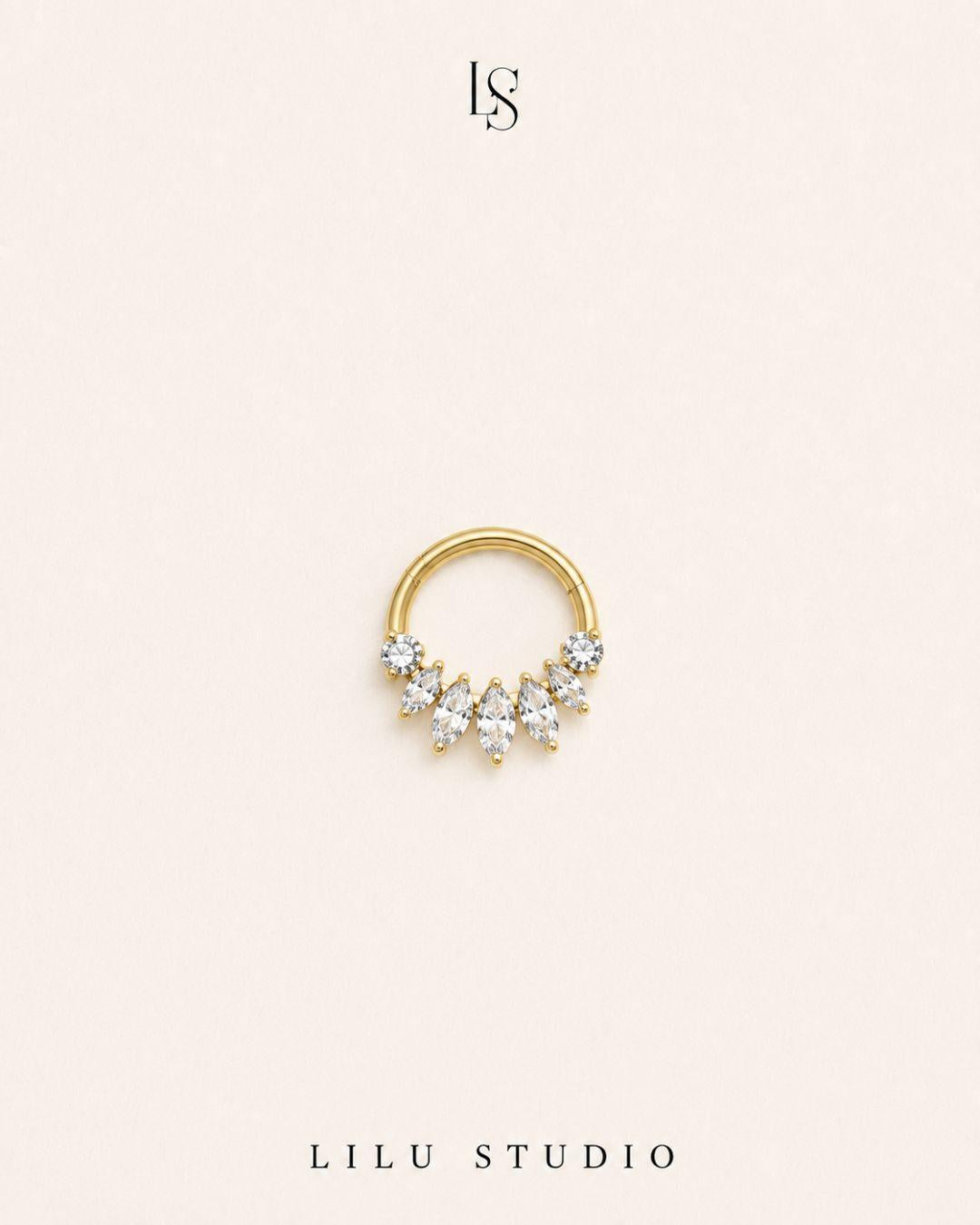 daith næse ring piercing med zirkoner forgyldt