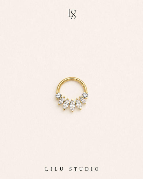 daith næse ring piercing med zirkoner forgyldt