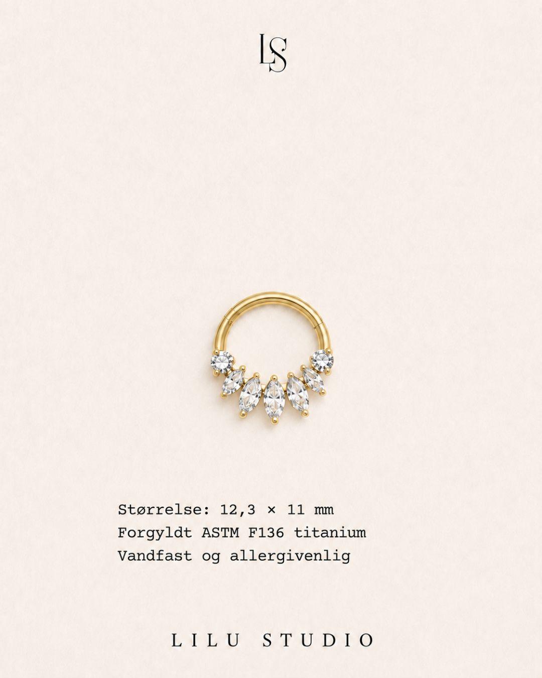 daith næse ring piercing med zirkoner forgyldt