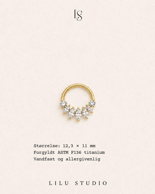daith næse ring piercing med zirkoner forgyldt
