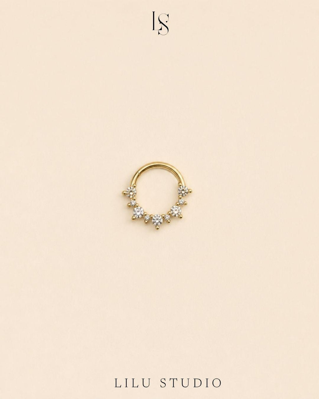daith næse piercing guldbelagt med zirkoner
