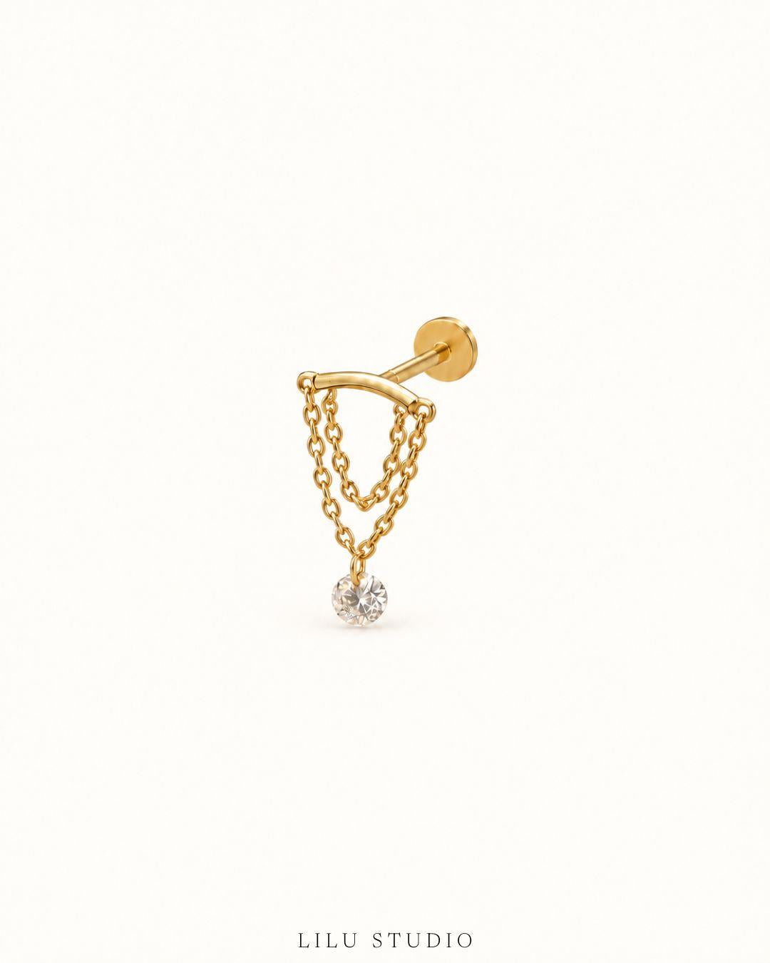 drop kæde flatback piercing