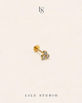flatback piercing smykke med 3 runde zirkoner