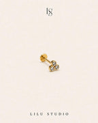 flatback piercing smykke med 3 runde zirkoner