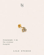 flatback piercing smykke med 3 runde zirkoner