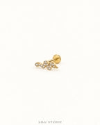 forgyldt slange flatback piercing med zirkoner