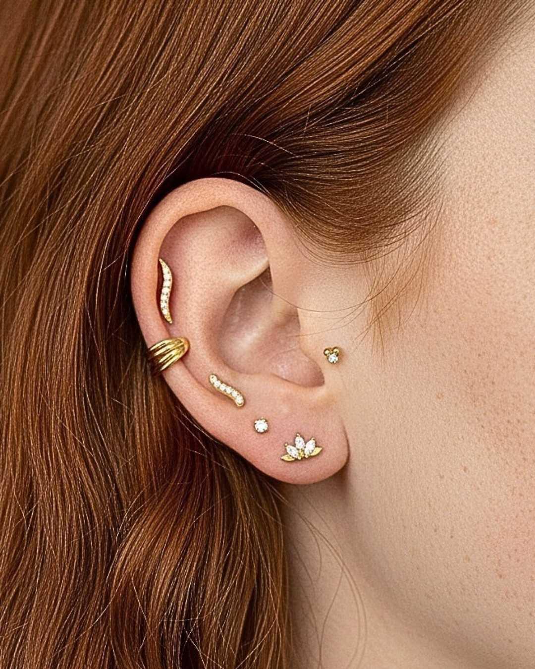 ear cuff forgyldt med flere lag