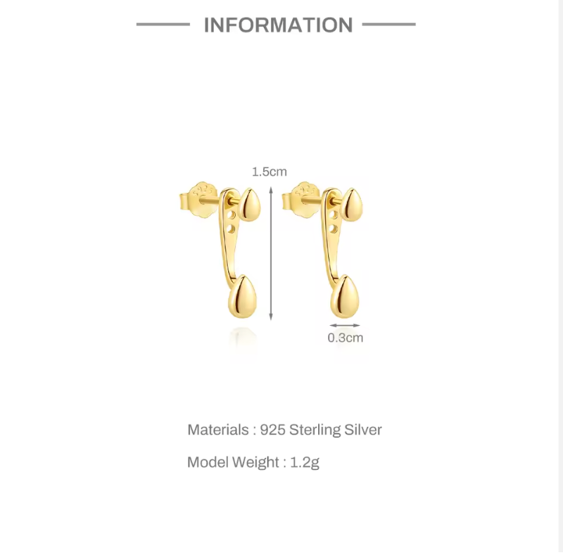 Golden drop dråbe ear jackets ørestikkere