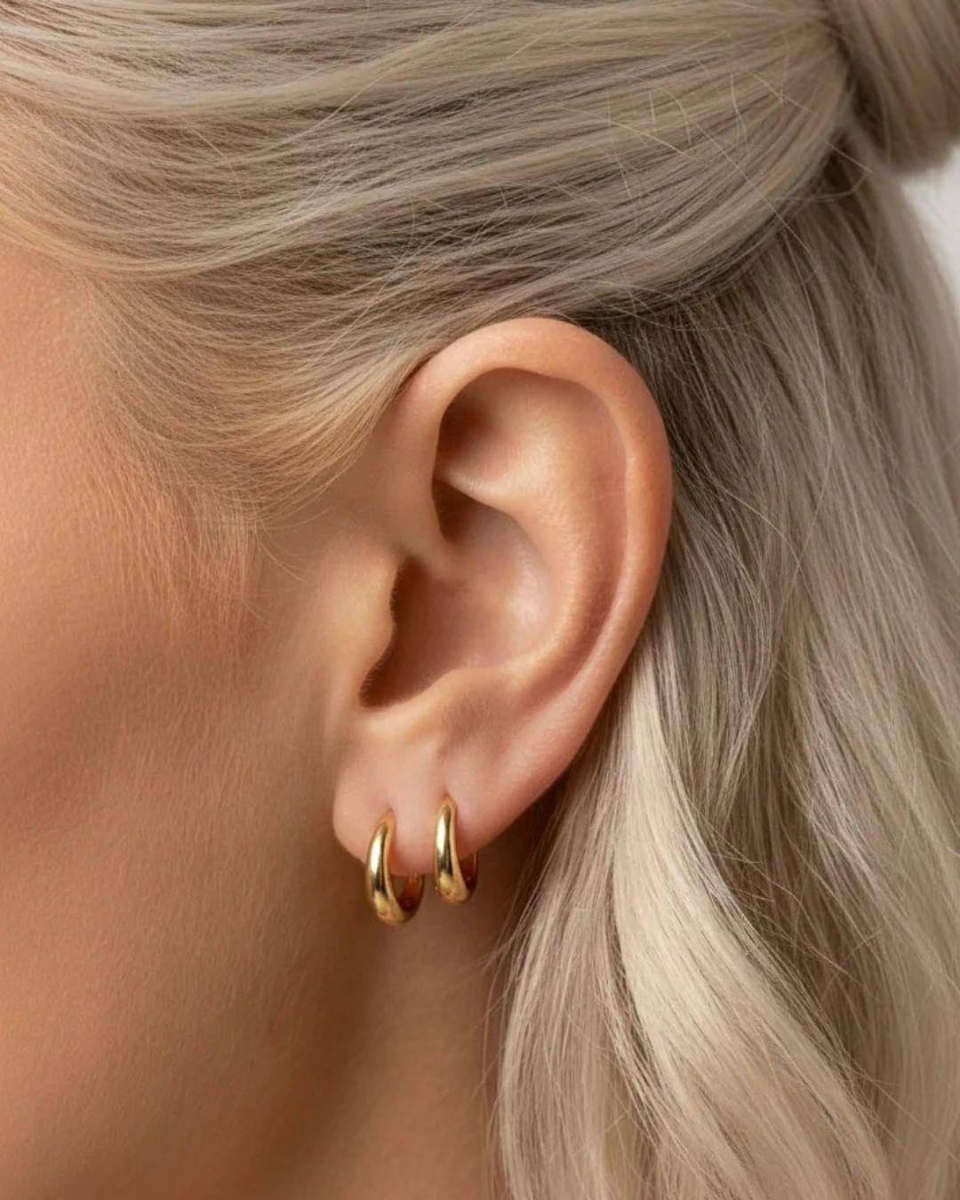 chubby mini guld hoops til 4 huller i ørerne