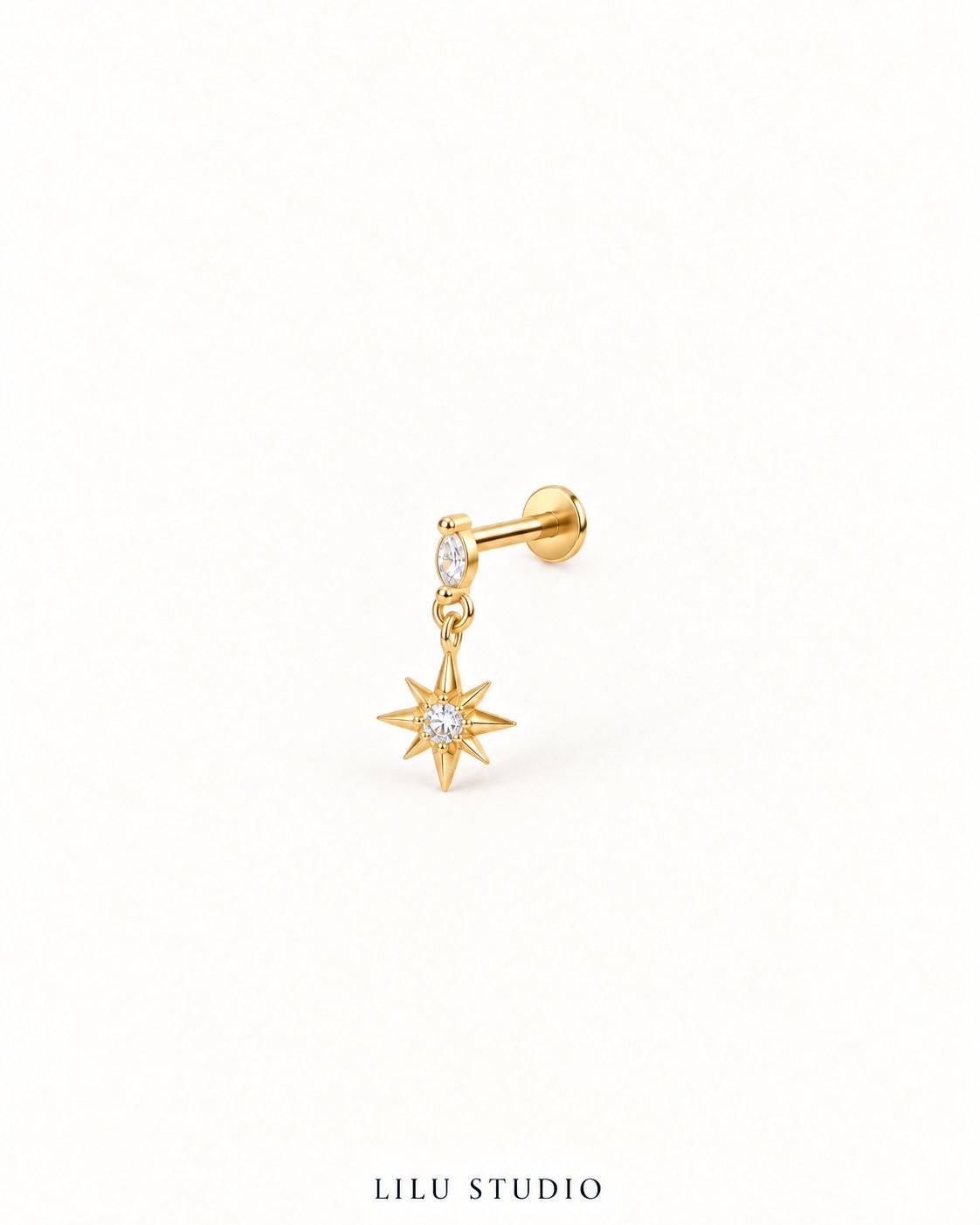 Piercing ørering flatback stjerne guldbelagt — Ani – forgyldt, packshot