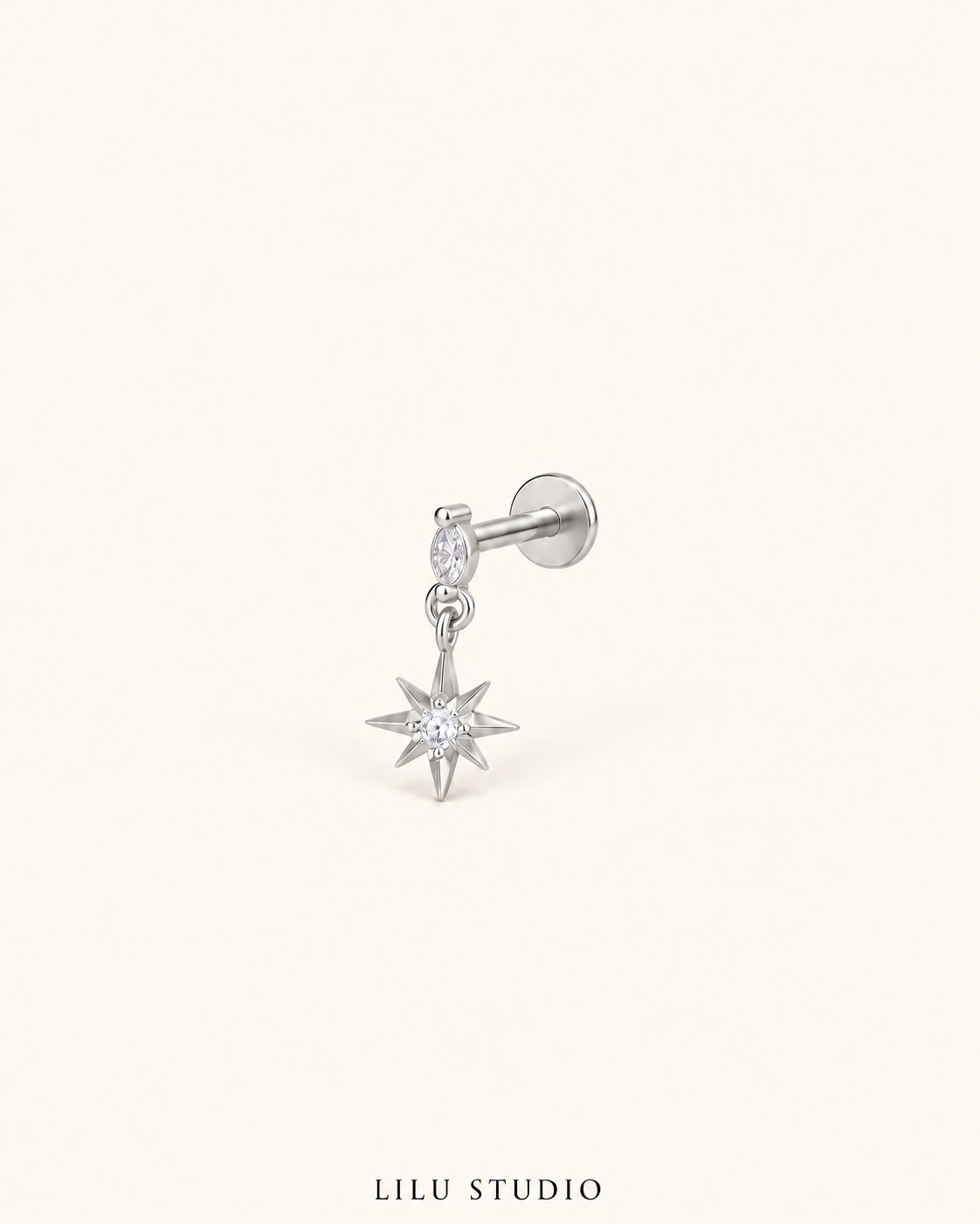 Piercing ørering flatback stjerne guldbelagt — Ani – sølvfarvet, packshot